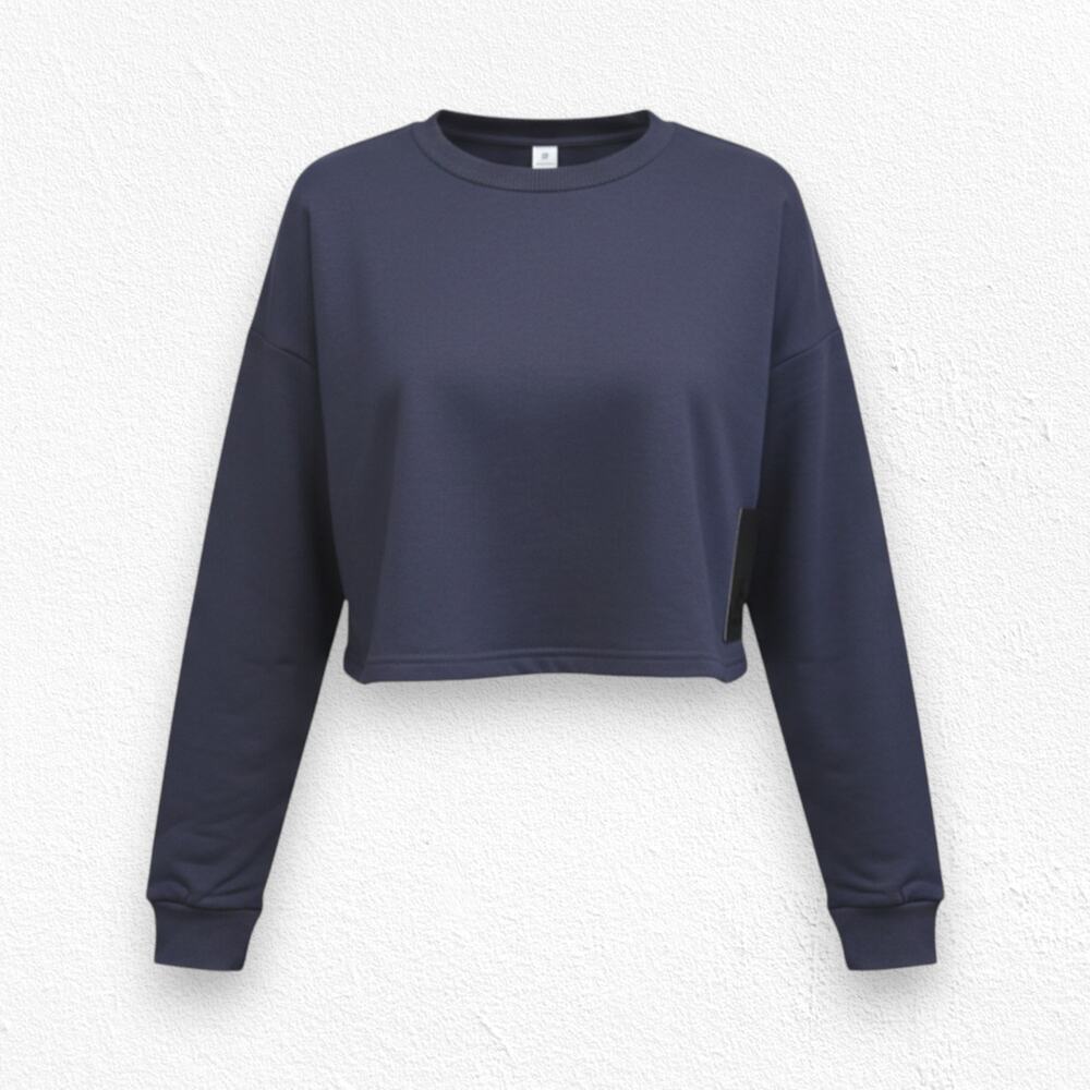 90 Degree By Reflex Dark Navy Blue Cropped Pullover Sweatshirt Size Medium